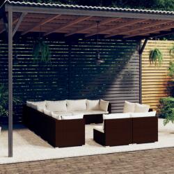 vidaXL Set mobilier de grădină cu perne, 12 piese, maro, poliratan (3102842) - comfy