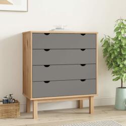 vidaXL Comodă cu sertar, maro și gri, 76, 5x39, 5x90 cm, lemn masiv pin (348583) - comfy