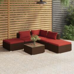 vidaXL Set mobilier de grădină cu perne, 6 piese, maro, poliratan (3101603) - comfy