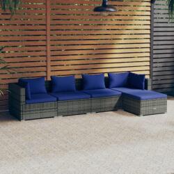 vidaXL Set mobilier de grădină cu perne, 5 piese, gri, poliratan (3101662) - comfy