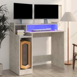 vidaXL Birou cu lumini LED, gri beton, 97x90x45 cm, lemn compozit (805556) - comfy