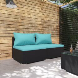 vidaXL Set mobilier de grădină cu perne, 2 piese, negru, poliratan (3101393) - comfy