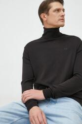 La Martina pulover din amestec de lana barbati, culoarea negru, light, cu guler 9BYY-SWM0S4_99X
