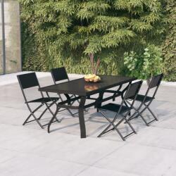 vidaXL Set mobilier de grădină, 5 piese, gri și negru (3102923) - comfy