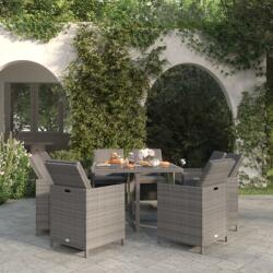 vidaXL Set mobilier de grădină cu perne, 9 piese, gri, poliratan (3095510) - comfy