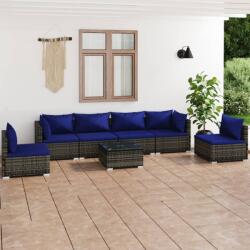 vidaXL Set mobilier de grădină cu perne, 7 piese, gri, poliratan (3102222) - comfy