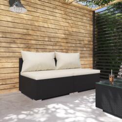 vidaXL Set mobilier de grădină cu perne, 2 piese, negru, poliratan (3101391) - comfy