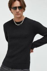 Solid pulover de bumbac barbati, culoarea negru, light 9BYY-SWM0KU_99X