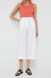 Sisley pantaloni de bumbac femei, culoarea alb, lat, high waist 9BYY-SPD0O1_00X