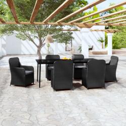 vidaXL Set mobilier pentru grădină cu perne, 7 piese, negru (3099545)