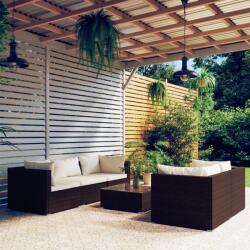 vidaXL Set mobilier de grădină cu perne, 6 piese, maro, poliratan (3101490) - comfy