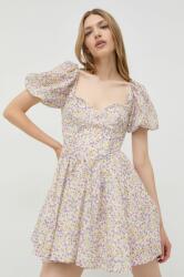 Bardot rochie din bumbac culoarea violet, mini, evazati PPYY-SUD2FA_04X