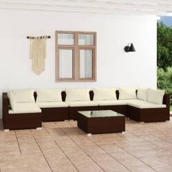 vidaXL Set mobilier de grădină cu perne, 8 piese, maro, poliratan (3101898) - comfy