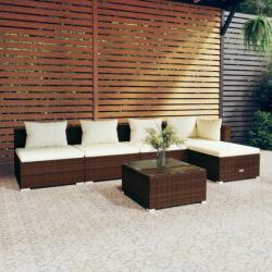 vidaXL Set mobilier de grădină cu perne, 6 piese, maro, poliratan (3101634) - comfy