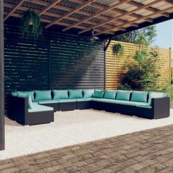 vidaXL Set mobilier de grădină cu perne, 11 piese, negru, poliratan (3102449) - comfy