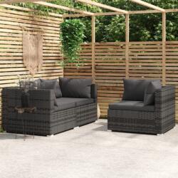 vidaXL Set mobilier de grădină cu perne, 3 piese, gri, poliratan (317516)