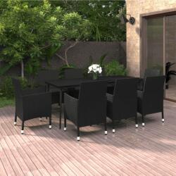 vidaXL Set mobilier de grădină cu perne, 9 piese, poliratan și sticlă (3099738) - comfy