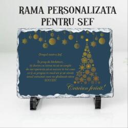 Gravolo Placheta personalizata din ardezie (piatra naturala) pentru Sef Manager cu tematica de Craciun 20x15 cm (C828)