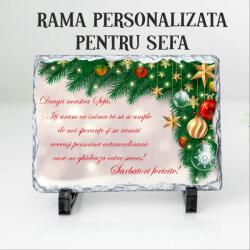 Gravolo Placheta personalizata din ardezie (piatra naturala) pentru Sefa Manager cu tematica de Craciun 20x15 cm (C829)