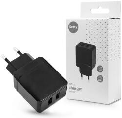 Setty 12W 2xUSB hálózati töltő adapter - fekete