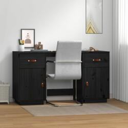 vidaXL Birou cu dulapuri, negru, 135x50x75 cm, lemn masiv de pin (3107848)