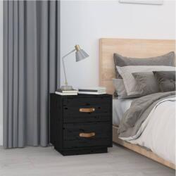 vidaXL Noptieră, negru, 40x34x45 cm, lemn masiv de pin (818333)