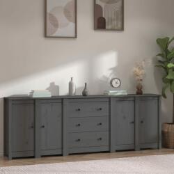 vidaXL Servantă, gri, 230x35x80 cm, lemn masiv de pin (3114076) Comoda