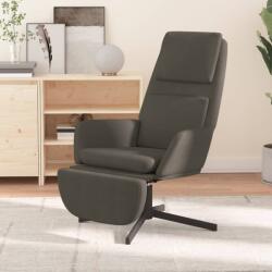 vidaXL Scaun de relaxare cu taburet, gri închis, catifea (3097810)