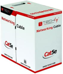 TECHLY Installation cable twisted pair U/UTP Cat5e 4x2 stranded 100% copper 305m gray (025640) - vexio