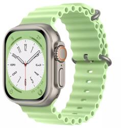 Alphajack Apple Watch 4/5/6/7/8/SE (38/40/41mm) óceán szilikon óraszíj mentazöld Alphajack