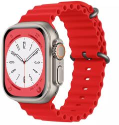 Alphajack Apple Watch 4/5/6/7/8/SE/Ultra (42/44/45/49mm) óceán szilikon óraszíj piros Alphajack