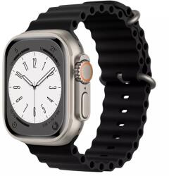 Alphajack Apple Watch 4/5/6/7/8/SE (38/40/41mm) óceán szilikon óraszíj fekete Alphajack
