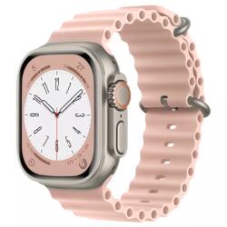 Alphajack Apple Watch 4/5/6/7/8/SE (38/40/41mm) óceán szilikon óraszíj rózsaszín homok Alphajack