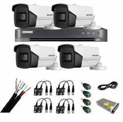 Hikvision Kit supraveghere video 4 camere 8MP 4 in 1 IR 60m, DVR 4 canale 4K 8MP, accesorii (33351-)