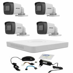 Hikvision Kit supraveghere video 5 MP Hikvision Turbo HD cu 4 camere DVR 4 canale si cadou cablu HDMI vizualizare pe telefon mobil (201801014811) - antivandal