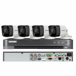 Hikvision Sistem supraveghere Hikvision 4 camere 4 in 1, 8MP, lentila 2.8mm, IR 30m, DVR 4 canale 4K 8MP (33332-) - antivandal