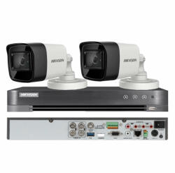 Hikvision Sistem de supraveghere video Hikvision 2 camere 4 in 1, 8MP, lentila 2.8mm, IR 30m, DVR 4 canale 4K 8MP (33331-) - antivandal
