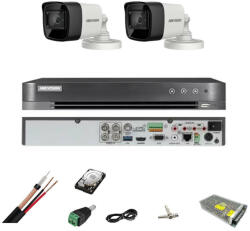 Hikvision Kit Complet - Sistem Supraveghere Video 4k HIKVISION - 2 camere 4k 8MP - HDD si accesorii incluse (kit2cam8mpaccesorii)