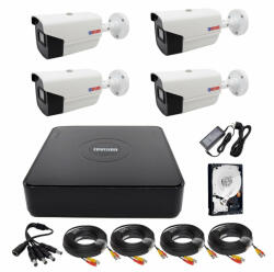 Rovision Sistem supraveghere 4 camere Rovision oem Hikvision 2MP Full HD IR 40m, DVR Pentabrid 4 Canale, Accesorii Full, HDD 500 GB (32549-) - antivandal