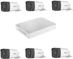 Hikvision Kit supraveghere video profesional de exterior 6 camere Hikvision Turbo HD 5MP IR40 M , DVR 8 canale Hikvision, live internet (201903000167) - antivandal