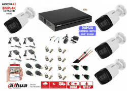 Dahua Sistem supraveghere video complet 4 camere Dahua 8MP 4K, infrarosu 80m cu audio si face detection (201901014979) - antivandal