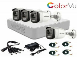 Hikvision Sistem supraveghere video Hikvision 4 camere 2MP ColorVU FullTime FULL HD , accesorii incluse (201901014267) - antivandal