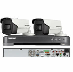 Hikvision Sistem de supraveghere HIKVISION 2 camere bullet 8MP, IR 80m, 4 in 1 lentila 3.6mm, DVR 4 canale 4K 8MP (33343-) - antivandal