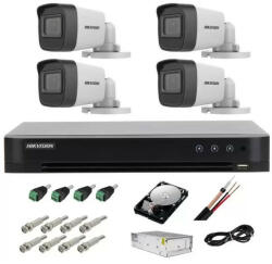 Hikvision Kit Complet - Sistem Supraveghere Video 4k HIKVISION - 4 camere 4k 8MP - HDD si accesorii incluse (kit4cam8mpfull)
