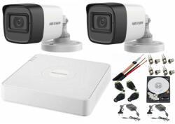 Hikvision Sistem supraveghere audio-video Hikvision 2 camere Turbo HD 2MP DVR 4 canale, HDD 500GB (201901014674)