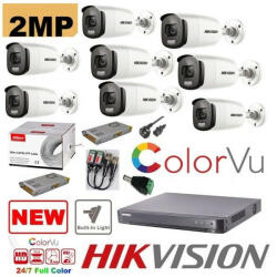 Hikvision Kit supraveghere 8 camere profesional Hikvision 2mp Color Vu cu IR 40m (color noapte ) , accesorii incluse (201901014324) - antivandal