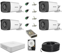 Hikvision Kit 4 camere supraveghere supraveghere 2MP FULL HD IR 40m cu accesorii (201801014709) - antivandal