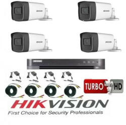 Hikvision Sistem supraveghere video Hikvision 4 camere 2MP Turbo HD, IR80m si IR40m, DVR Hikvision, HARD 500GB, full accesorii (201901014811) - antivandal
