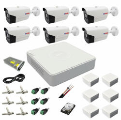 Rovision Sistem supraveghere 6 camere Rovision oem Hikvision 2MP full hd, DVR 8 canale 1080P, accesorii si hard (33155-) - antivandal