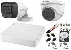 Hikvision Sistem supraveghere mixt audio-video Hikvision 2 camere Turbo HD 2MP DVR 4 canale, HDD 500 GB (201901014148)